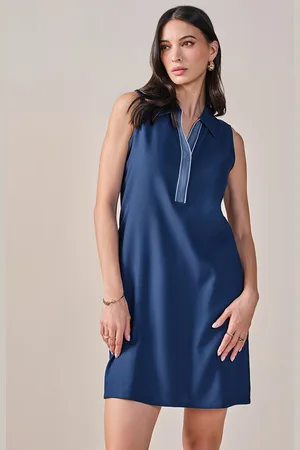 AND Shirt Collar Sleeveless A-Line Dress