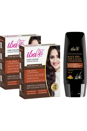 Iba Professional Set of 2 Henna Based Hair Colour 60g Each & Hair Conditioner 125ml