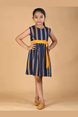 Kids On Board Girls Vertical Striped A-Line Dress