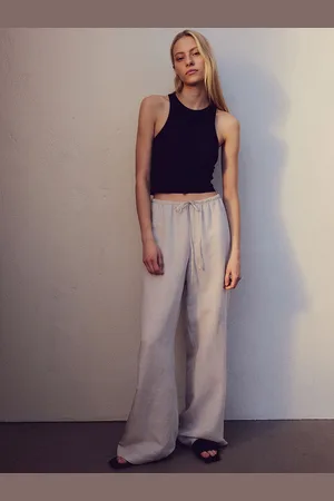 H&M Women Linen-Blend Trousers
