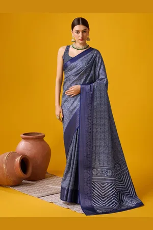 SANGAM PRINTS Geometric Printed Cotton Zari Saree