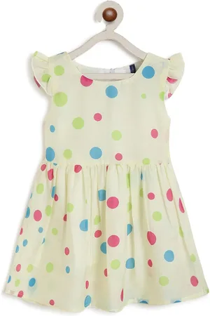 Kids On Board Polka Dot Printed Crepe Fit & Flare Dress