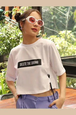 Campus Typography Print Cotton Crop Top