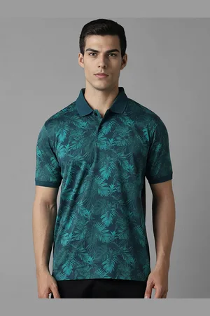 Louis Philippe Floral Printed Polo Collar Tropical Cotton T-shirt