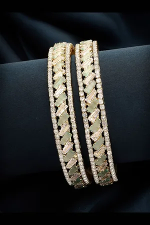 karatcart Set Of 2 Gold Plated & AD Studded Bangles