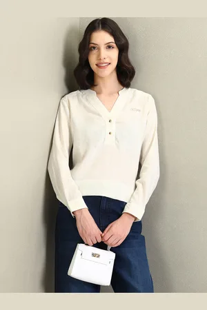 Ralph Lauren Mandarin Collar Cuffed Sleeves Top