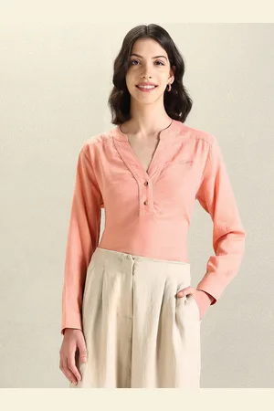 Ralph Lauren Mandarin Collar Cuffed Sleeve Top