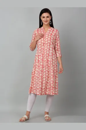 CANTABIL Floral Printed Mandarin Colllar A-Line Kurta