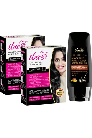 Iba Professional Set of 2 Henna Based Hair Colour 60g Each & Hair Conditioner 125ml