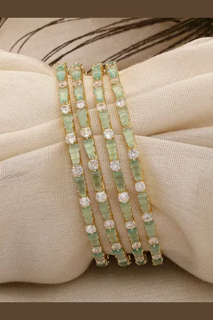karatcart Set Of 4 Gold Plated & CZ Studded Bangles