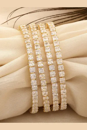 karatcart Set Of 4 Gold-Plated AD-Studded Bangles
