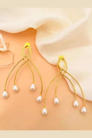ABDESIGNS Gold-Plated Beaded Classic Drop Earrings