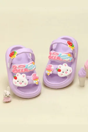 Yellow bee Girls Rubber Sliders