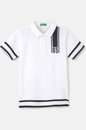 Benetton Boys Striped Polo Collar Pure Cotton T-shirt