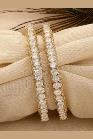 karatcart Set Of 2 Gold-Plated AD Bangle