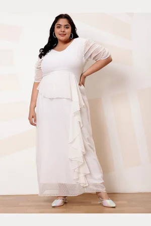 ATHENA Plus Size Self Design Ruffled Maxi Casual Dress