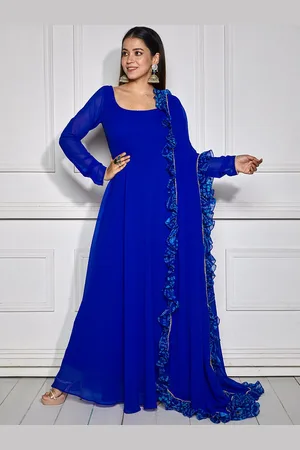 Nüd Round Neck Georgette Anarkali Kurta With Dupatta