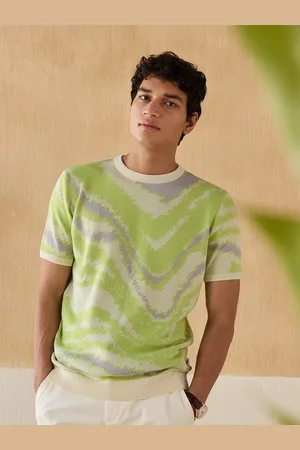 Andamen Abstract Short Sleeves Round Neck Cotton T-shirt