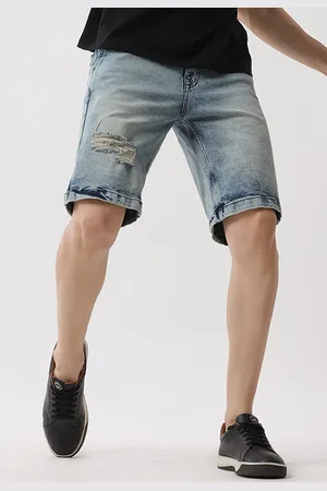 WROGN Men Washed Slim Fit Mid-Rise Denim Shorts