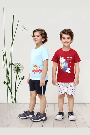 Toonyport Boys Pack Of 2 Graphic Printed T-shirt With Shorts