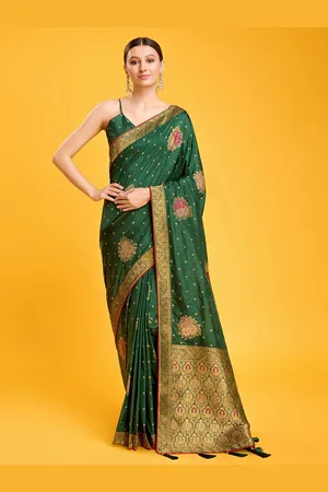 MONJOLIKA FASHION Floral Woven Design Zari Saree