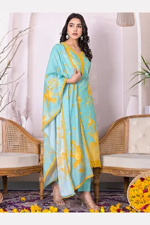 Ishin Floral Printed Embellished Straight Kurta with Solid Pant and Dupatta