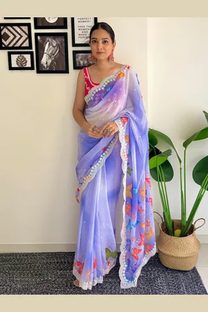 Anouk Tie and Dye Sequinned Pure Georgette Saree
