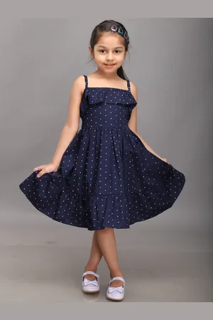 Biglilpeople Girls Polka Dot Printed Fit & Flare Midi Dress