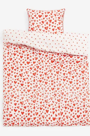 H&M Pink Heart-Patterned Single Duvet Cover Set
