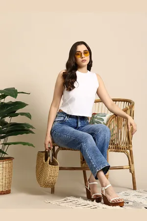 Mast & Harbour Women Straight Fit Light Fade Stretchable Jeans