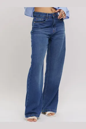 FREAKINS Blue Women Wide Leg High-Rise Light Fade Jeans