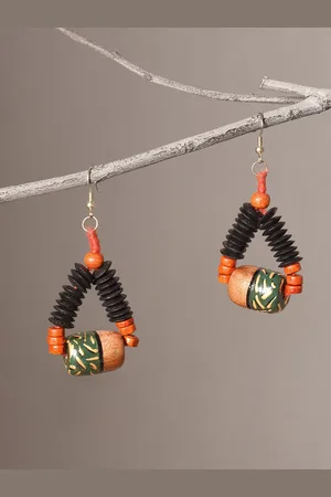 Aakriti Art Creations Brass-Plated Beaded Classic Drop Earrings