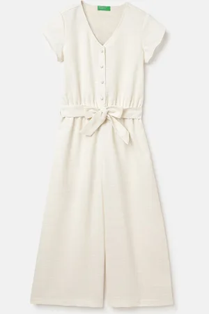 Benetton Girls Checked Basic Jumpsuit