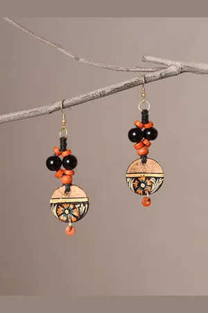 Aakriti Art Creations Brass-Plated Beaded Classic Drop Earrings