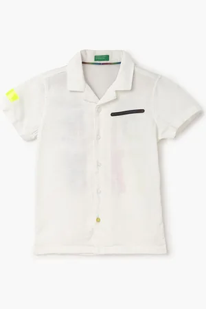 Benetton Boys Typography Printed Opaque Cotton Casual Shirt