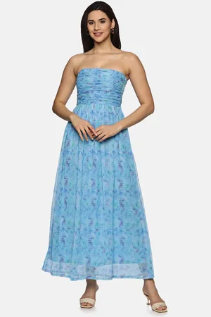 ISU Floral Printed Off-Shoulder Chiffon Maxi Dress