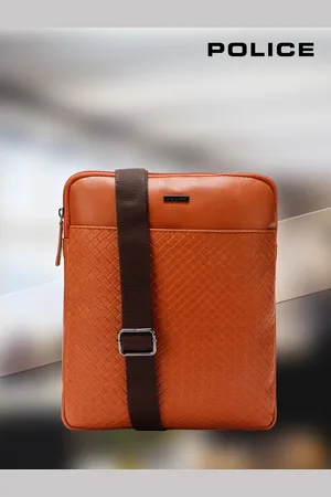 Police Men Leather Messenger Bag