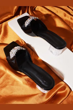 TRY ME Embellished Open Toe Block Heels