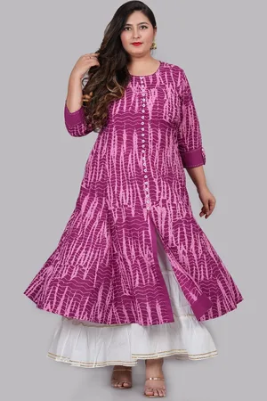 Kalini Plus Size Tie & Dyed Round Neck A-Line Kurta
