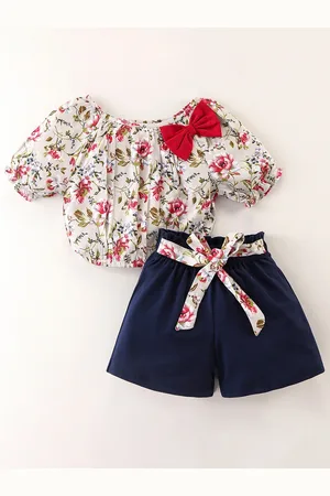 CrayonFlakes Girls Printed Top With Shorts