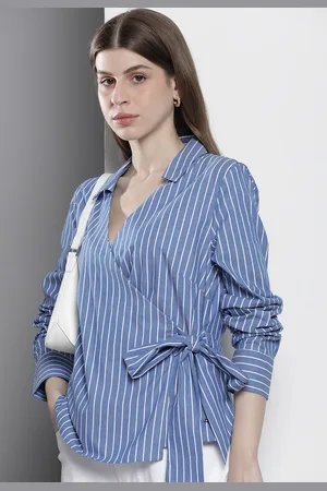 Tommy Hilfiger Long Sleeves Striped Wrap Top