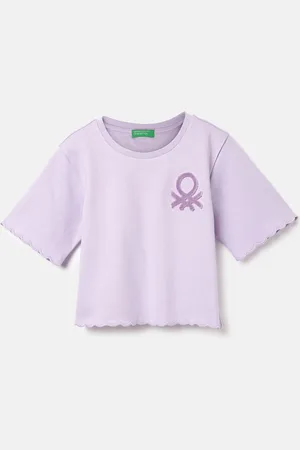 Benetton Girls Round Neck Pure Cotton T-shirt