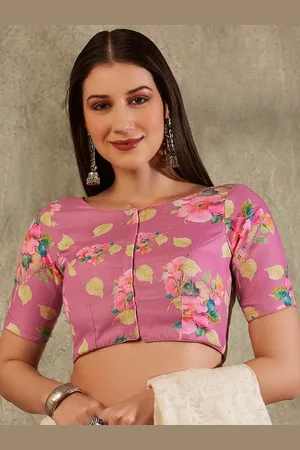 SALWAR STUDIO Floral Printed Cotton Saree Blouse