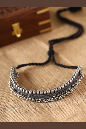 Priyaasi Silver-Plated Oxidised Choker Necklace