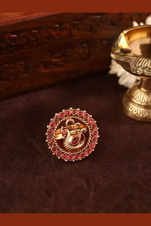 Priyaasi Gold-Plated Ruby Stone-Studded Finger Ring