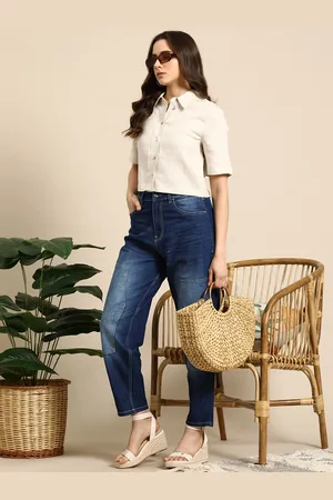 Mast & Harbour Women Light Fade Stretchable Baggy Fit Jeans