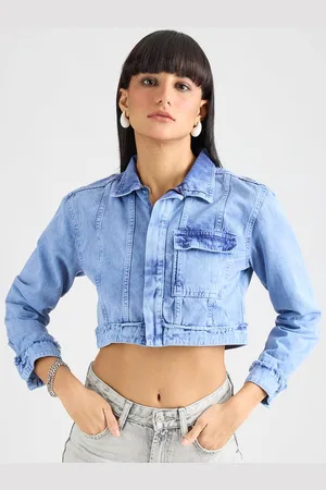 FREAKINS Pure Cotton Crop Denim Jacket