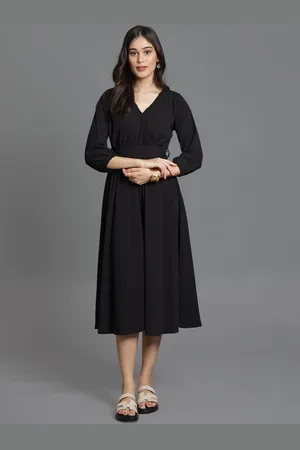 Bani Women V-Neck Belted Fit & Flare Midi Dress