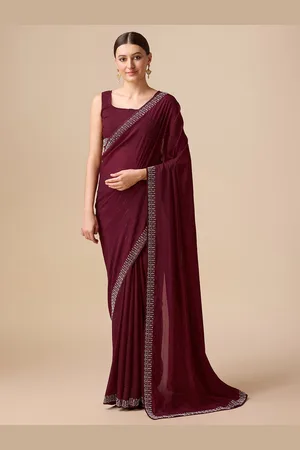 MONJOLIKA FASHION Striped Beads And Stones Embellished Organza Saree