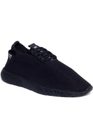 MUTAQINOTI Men Black Woven Design Sneakers